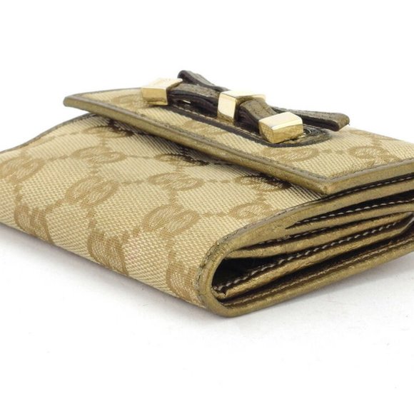 Gucci W hook purse GG pattern beige canvas �~ leather Auth used T16916 - Picture 4 of 8